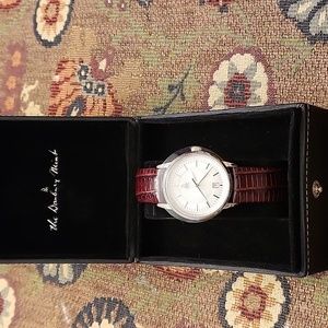 Silver and Brown Leather Strap Analog Watches